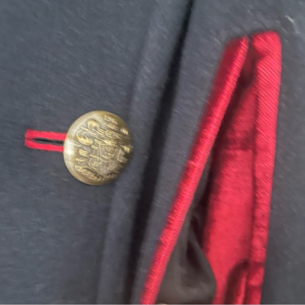 Free People Black Wool military PEACOAT size M Red textile accents, fully lined - Picture 14 of 16